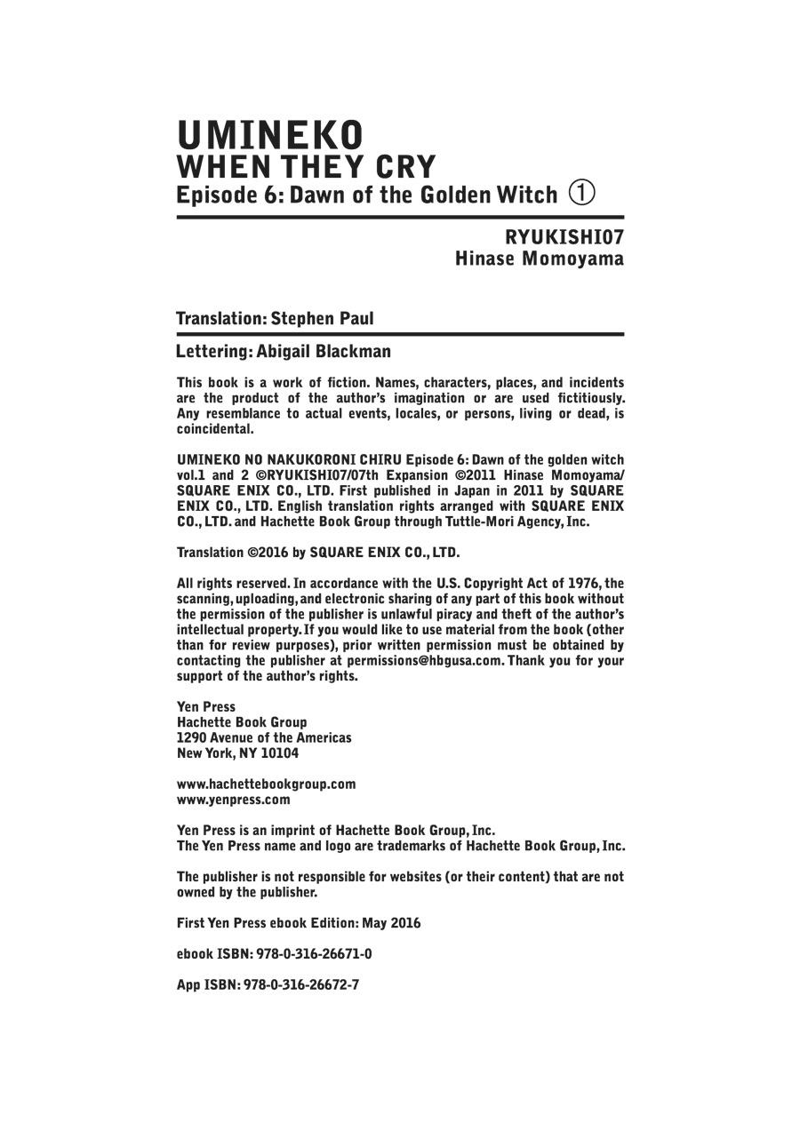 Read Umineko WHEN THEY CRY Episode 6_ Dawn of the Golden Witch EN Manga Online